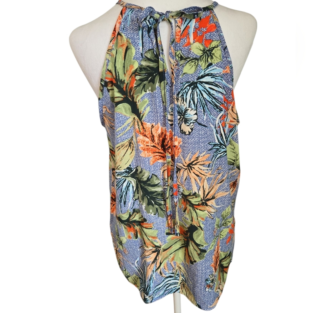 Floral Tank Top - Blue and Orange - Picture 2 of 5